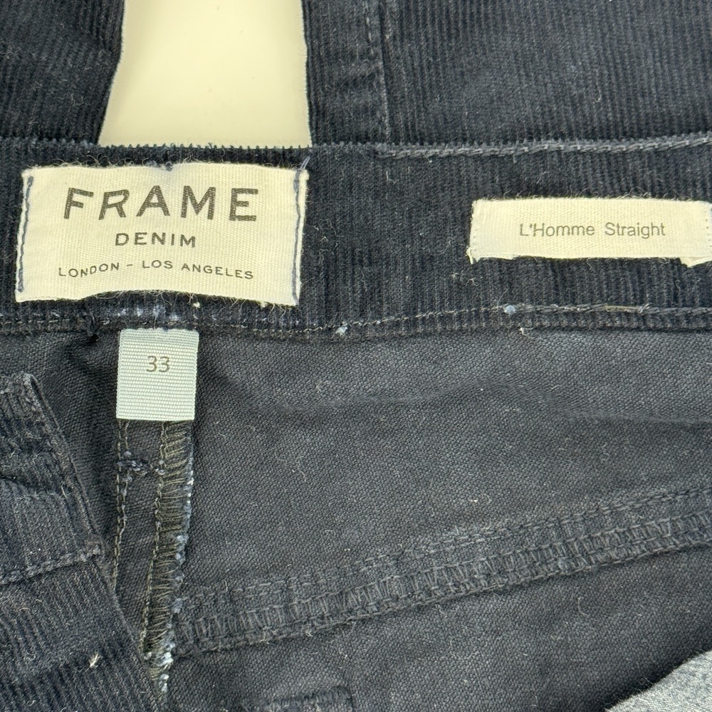 FRAME L'Homme Straight Corduroy Pants Mens 33 Navy Blue Stretch Luxury Designer - Picture 12 of 12